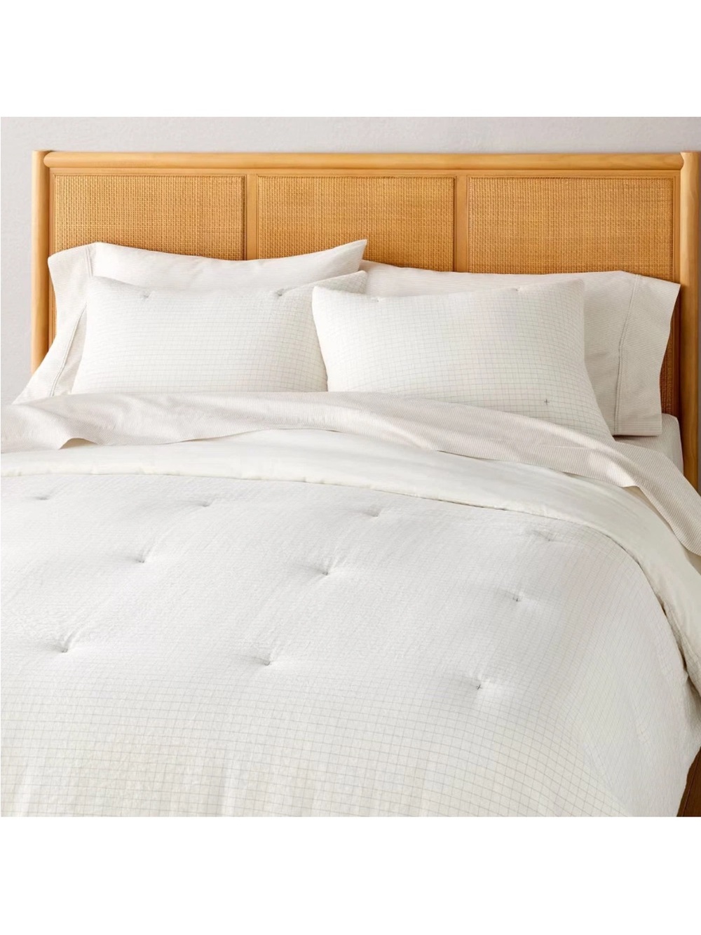 NWT 3pc Full/Queen Mini Grid Stitch Comforter Bedding Set Twilight Taupe